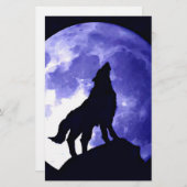 Wolf Howling auf dem Mond Briefpapier (Vorne/Hinten)