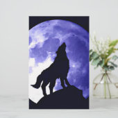 Wolf Howling auf dem Mond Briefpapier (Stehend Vorderseite)