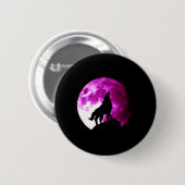 Wolf Howling auf dem Mond Button (Vorne & Hinten)