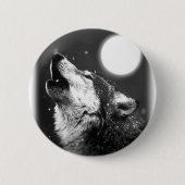 Wolf Howling auf dem Mond Button (Vorderseite)