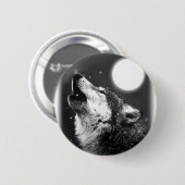 Wolf Howling auf dem Mond Button (Vorne & Hinten)