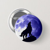 Wolf Howling auf dem Mond Button (Vorne & Hinten)