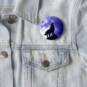 Wolf Howling auf dem Mond Button (Beispiel)