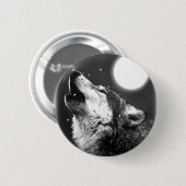 Wolf Howling auf dem Mond Button (Vorne & Hinten)