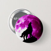 Wolf Howling auf dem Mond Button (Vorne & Hinten)