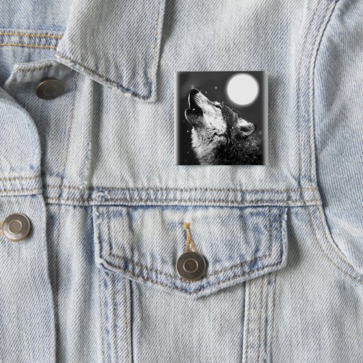 Wolf Howling auf dem Mond Button (Beispiel)