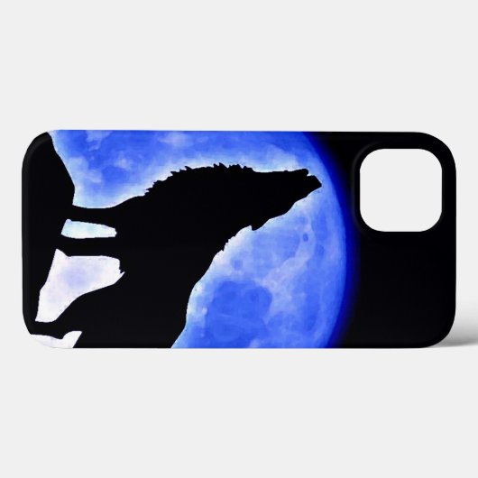 Wolf Howling auf dem Mond Case-Mate iPhone Hülle (Rückseite (Horizontal))