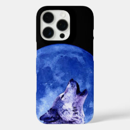 Wolf Howling auf dem Mond iPhone 16 Pro Hülle
