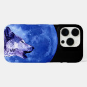 Wolf Howling auf dem Mond Case-Mate iPhone Hülle (Rückseite (Horizontal))