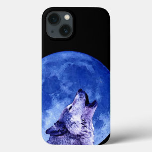 Wolf Howling auf dem Mond iPhone 13 Hülle