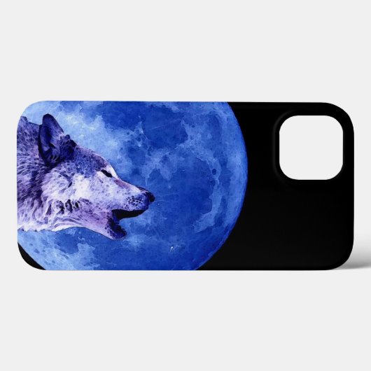 Wolf Howling auf dem Mond Case-Mate iPhone Hülle (Rückseite (Horizontal))