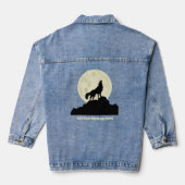 Wolf Howling auf dem Mond Illustration Personalisi Jeansjacke (Rückseite)
