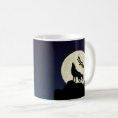 Wolf Howling auf dem Mond Illustration Personalisi Kaffeetasse (VorderseiteRechts)