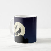 Wolf Howling auf dem Mond Illustration Personalisi Kaffeetasse (Vorderseite Links)
