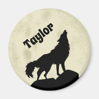 Wolf Howling auf dem Mond Illustration Personalisi