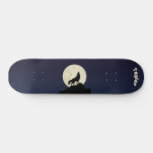 Wolf Howling auf dem Mond Illustration Personalisi Skateboard (Horizontal)