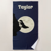 Wolf Howling auf dem Mond Illustration Personalisi Strandtuch (Vorderseite)