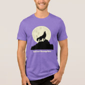 Wolf Howling auf dem Mond Illustration Personalisi Tri-Blend Shirt (Vorderseite)