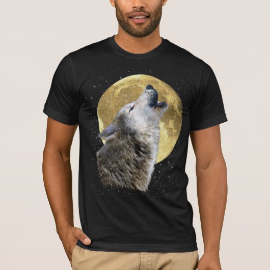 Wolf Howling auf dem Mond im Schnee Winter Wildlif T-Shirt (Vorderseite)