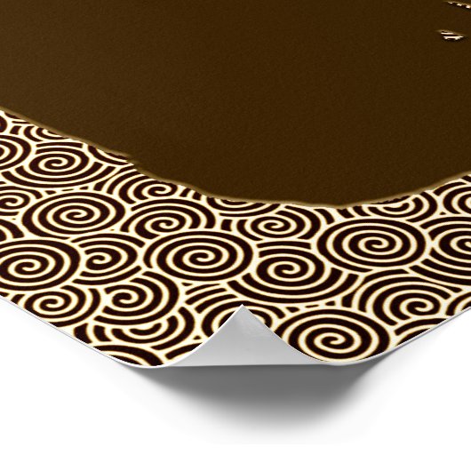 Wolf Howling auf dem Mond in Brown und Tan Poster (Ecke)