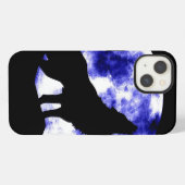 Wolf Howling auf dem Mond iPhone Hülle (Rückseite (Horizontal))