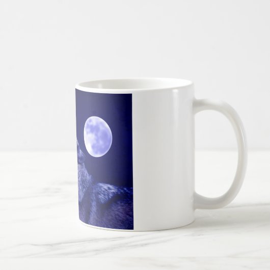 Wolf Howling auf dem Mond Kaffeetasse (Rechts)