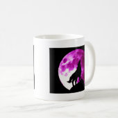 Wolf Howling auf dem Mond Kaffeetasse (VorderseiteRechts)