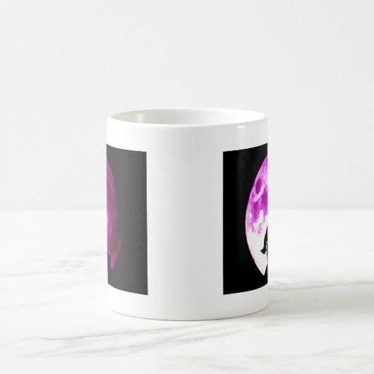 Wolf Howling auf dem Mond Kaffeetasse (Mittel)