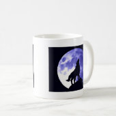 Wolf Howling auf dem Mond Kaffeetasse (VorderseiteRechts)