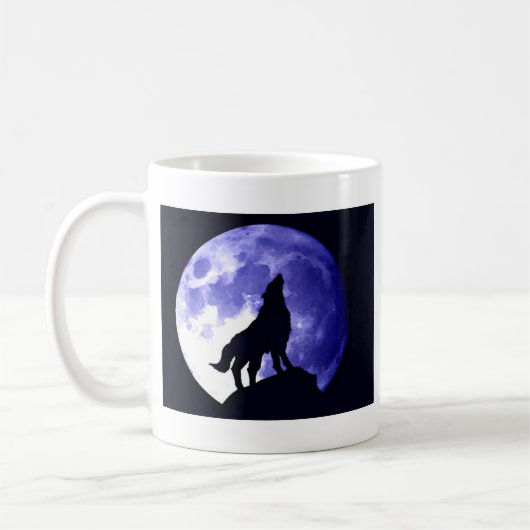 Wolf Howling auf dem Mond Kaffeetasse (Links)