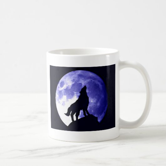 Wolf Howling auf dem Mond Kaffeetasse (Rechts)
