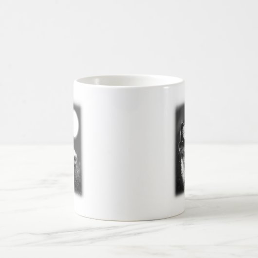 Wolf Howling auf dem Mond Kaffeetasse (Mittel)