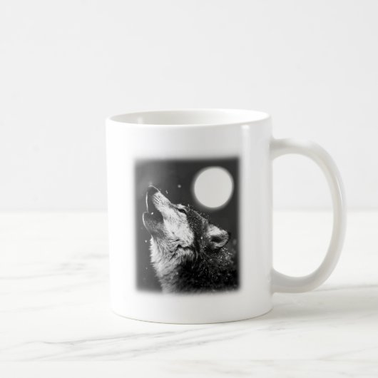 Wolf Howling auf dem Mond Kaffeetasse (Rechts)
