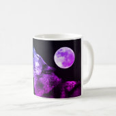 Wolf Howling auf dem Mond Kaffeetasse (VorderseiteRechts)