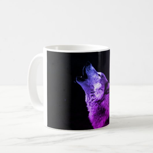 Wolf Howling auf dem Mond Kaffeetasse (Vorderseite Links)