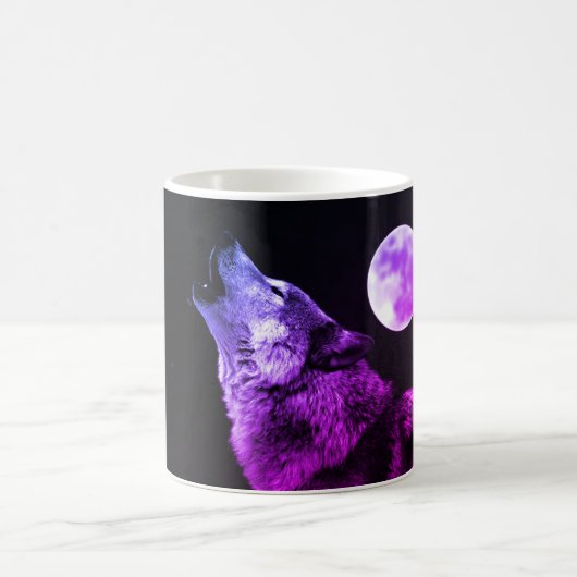 Wolf Howling auf dem Mond Kaffeetasse (Mittel)