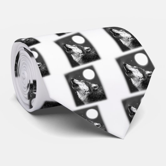 Wolf Howling auf dem Mond Krawatte (Gerollt)