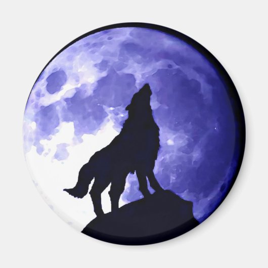 Wolf Howling auf dem Mond Magnet (Vorne)