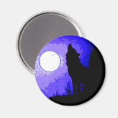 Wolf Howling auf dem Mond Magnet (Vorderseite/Rückseite)