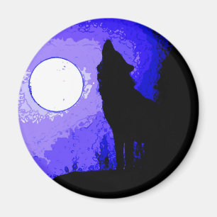 Wolf Howling auf dem Mond Magnet