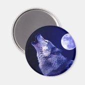 Wolf Howling auf dem Mond Magnet (Vorderseite/Rückseite)