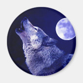 Wolf Howling auf dem Mond Magnet (Vorne)