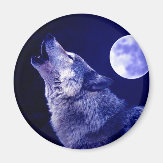 Wolf Howling auf dem Mond Magnet (Vorne)
