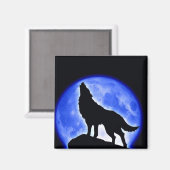 Wolf Howling auf dem Mond Magnet (Vorderseite/Rückseite)