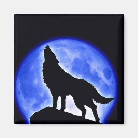 Wolf Howling auf dem Mond Magnet (Vorne)