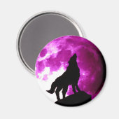 Wolf Howling auf dem Mond Magnet (Vorderseite/Rückseite)