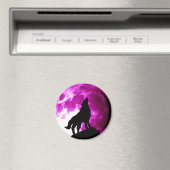 Wolf Howling auf dem Mond Magnet (In Situ (Geschirrspüler))