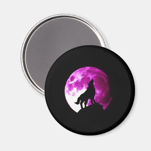 Wolf Howling auf dem Mond Magnet (Vorderseite/Rückseite)