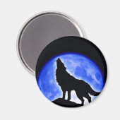 Wolf Howling auf dem Mond Magnet (Vorderseite/Rückseite)