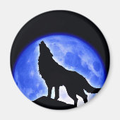 Wolf Howling auf dem Mond Magnet (Vorne)